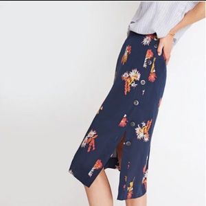 MADEWELL Side-button Midi Skirt in Cactus Flower